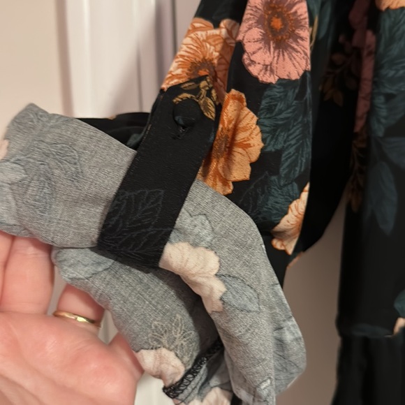 Torrid Dress Size 2(x) Floral Dark Green Drawstring Waist Knee Length NWT - Picture 5 of 5